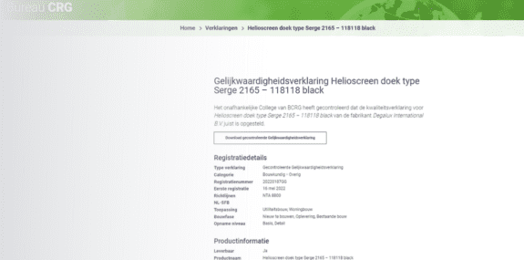 BENG verklaring van het Degalux screen